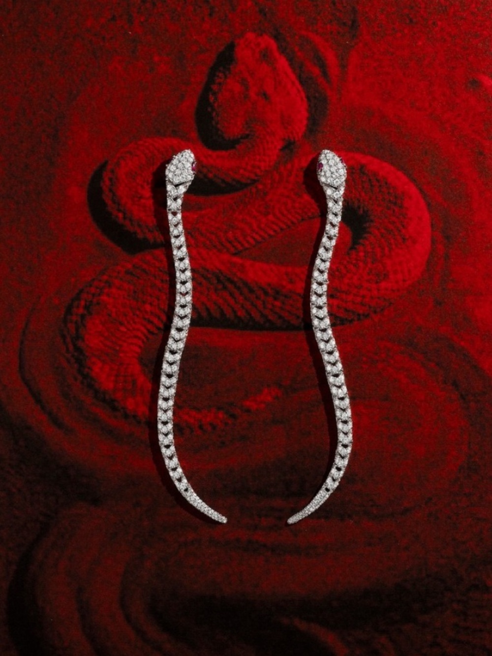 Sculpted Silver Snake Drop Earrings - Women Jewelry